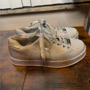 LUCKY STEP Platform Glitter Sneakers Sparkly Bling Shiny Dressy Bedazzled SZ6